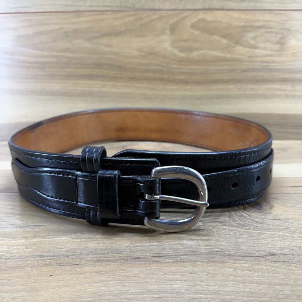 DON HUME Duty Belt Black Leather 2.25 in 32 Oklahoma USA Made